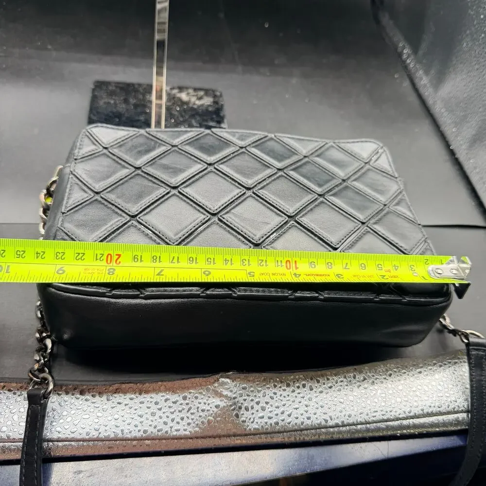 Michael Kors Quilted Black Leather Crossbody Camera Bag Chain Strap